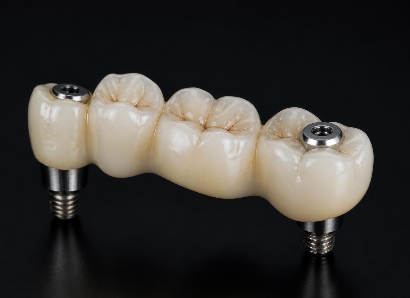 Puente inferior de zirconio atornillado sobre implantes